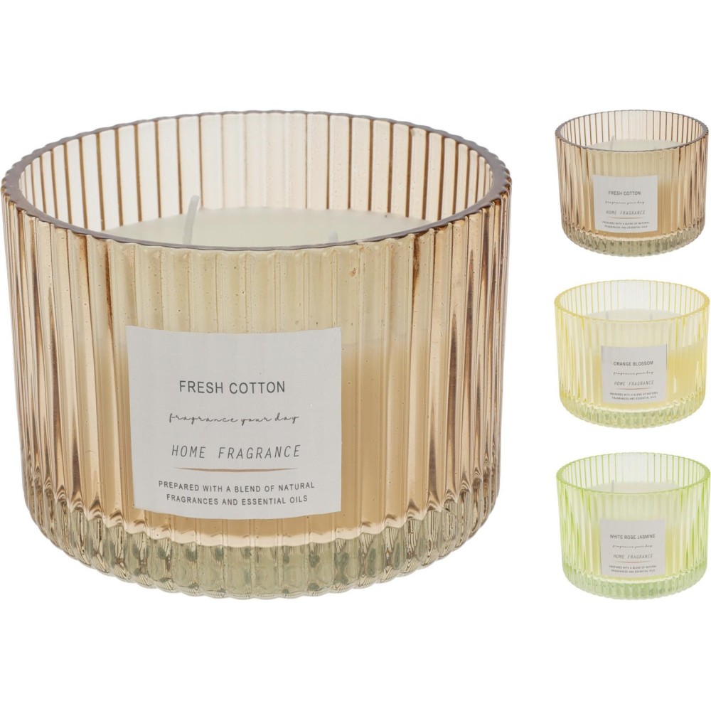 CANDELA VETRO IN VASO 8CM 3 CO